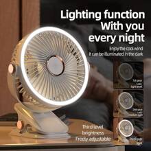 1 szt. Klipsowany mini wentylator LED, gadżet chłodzący na lato, przenośny do podróży, lampka nocna do akademika, biurkowa lampa USB do ładowania