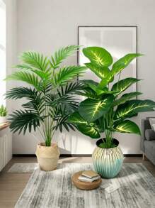 Set di 2 piante tropicali artificiali - Dieffenbachia e Palma Areca per decorazione di casa, ufficio, giardino - Perfetto per matrimoni, anniversari e festività - Uso interno/esterno, vasi non inclusi, decorazione per stanza, casa, cucina, matrimonio