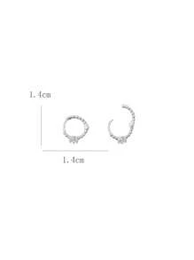 1 Pair Minimalist Delicate Single Diamond Hoop Earrings, Nature-Inspired, Elegant Style