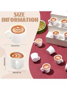 20pcs Mini Coffee Cup Pendants, Latte Art Design, Resin Charms Pendants For DIY Jewelry Making And Crafts (Mixed Color) - 20 Items - View 2