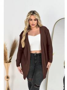 Cardigan Coat Knit Plus Size Casual Autumn Winter - Rỉ Nâu - Xem 4