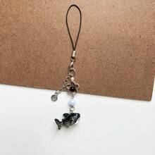 Original Design Cute Realistic Ocean Creature Phone Charm, Handmade Beaded Black Shark Pendant, Phone Lanyard Accessory - Black Shark Pendant - View 4