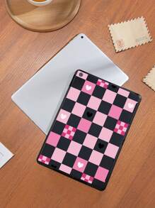 粉色格子保护套适用于 iPad 第 10 代、iPad Air 4/5 10.9 英寸，兼容三星 Tab A7 Lite 8.7 英寸、S6 Lite 10.4 英寸，四角防摔，单手握持