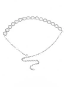 1 件女士蝴蝶链腰带，银色时尚百搭腰链连衣裙配饰，适合衬衫、裙子四季