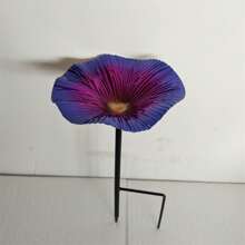 Morning Glory Bird Bath With Stake Metal Purple Flower Bird Feeder Tray Creative Morning Glory Garden Stakes For Outdoors Yard Patio Decor - Màu tím - Xem 2