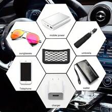 可调节汽车储物网袋，时尚黑色，方便安装手机和卡片