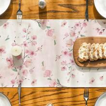 Floral Cherry Blossom Branch Summer Tablecloth, Seasonal Spring Kitchen Dining Table Decor For Home Party