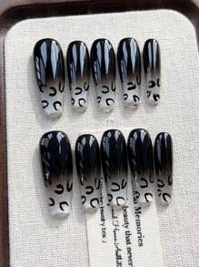 10片手工可佩戴美甲假指甲，手绘豹纹猫眼按压式美甲贴片，中渐变猫眼美甲贴片，按压式美甲贴片，简约设计美甲贴片，全覆盖假指甲贴片，Y2K风格美甲贴片，独特创意假指甲贴片，促销日常美甲贴片，可重复使用，适合女性日常佩戴，也可用于派对和晚宴，可重复使用的美甲用品，手工按压式美甲贴片 - 彩色 - 查看 7