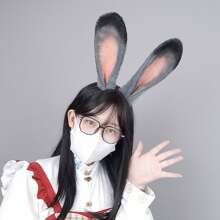Bunny Ears Headband Realistic Plush Rabbit Headband Hair Hoop Party Costume Hair Accessory