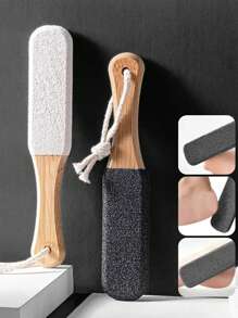 Lime à pieds - Côté double callosités et éliminateur de peau morte pour des pieds lisses, lime à pieds double face avec manche en bois