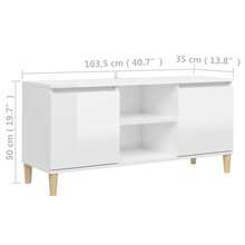 Meuble  avec pieds en bois blanc brillant 103,5x35x50 cm