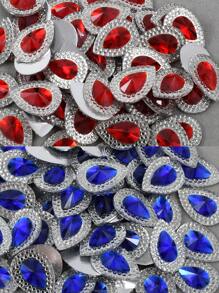 50pcs/Pack, Dual Color Resin Rhinestones, 13*18mm Teardrop Resin Rhinestones In Red And Blue, For Clothing Accessory Decoration, DIY
