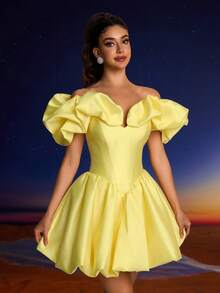 Toosun Yellow Summer Mini Prom Dress, Corset Suitable For Music Festivals, Graduations, Homecomings, Parties And More, Party Dress, Wedding Guest Dress - Yellow - View 9