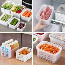 Set da 9 pezzi di organizzatori per frigorifero - sistema versatile da cucina impilabile per frutta e verdura | 3 coperchi, 3 cestini, 3 scatole con vassoio di drenaggio