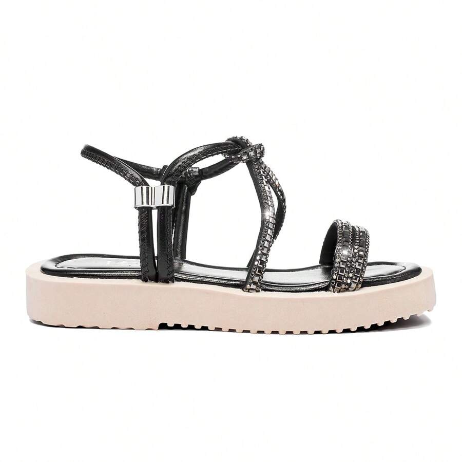 Girls' Sandals With Shiny Straps Comfortable And Light Original Offer - màu đen - Xem 1
