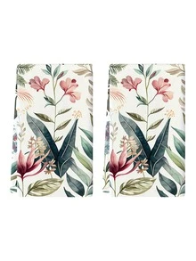 2 件花卉和植物图案厨房装饰手巾、浴室洗碗布、季节性家庭厨房浴室装饰、室内室外派对用品，适用于日常厨房装饰和节日装饰