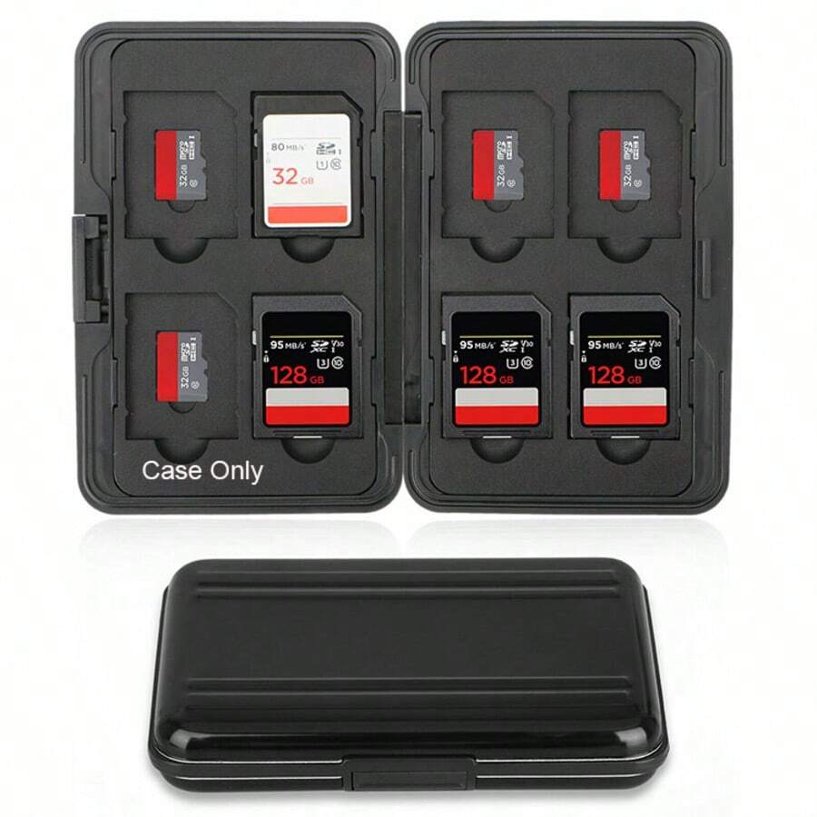 Aluminum SD And Micro SD Memory Card Case, Durable, Lightweight, Holds Up To 16 Memory Cards - Black - View 1