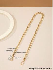 1pc Daily Use Bag DIY Chain Zinc Alloy Material Bag Extended Double Matte Design Bag Chain - Gold - View 12