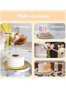 1pc Cakebon Round Cake Drum, 12 Inch Diameter, 1/2 Inch Thick, Sturdy Cake Corrugated Paperboard For Multi-Tier Cake, Suitable For Birthday Party, Family Gathering, Wedding Cake Decoration, Baking Decoration Tray