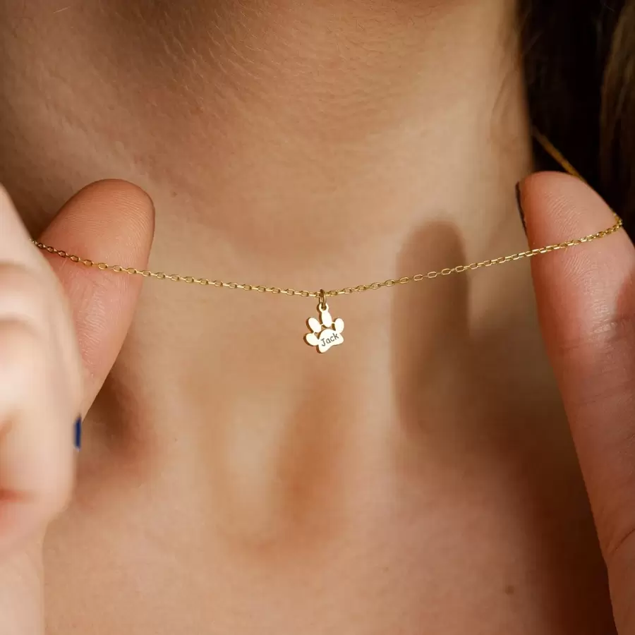Engraved Paw Print Necklace Minimalist Stainless Steel Pet Memorial Necklace Christmas Gift For Pet Enthusiasts