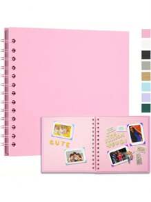 1 PC 7x7 Inch 40 Blank Pages DIY Scrapbook Album Hardcover Kraft Paper Scrap Book Photo Albums For Wedding Birthday Party, Black