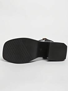 Women's Thick Sole High Heel Ankle Strap Sandals With Elegant Chunky Platform, Summer - Black - View 8