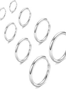 316L Surgical Stainless Steel Huggie Hoop Earrings 6mm 8mm 10mm 11mm 12mm 14mm Hypoallergenic Earrings Hoop Cartilage Helix Lobes Hinged Sleeper Earrings For Men Women