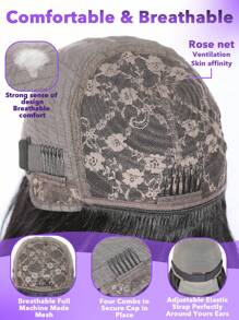 8-30 Inch Full Machine Made Glueless Straight Human Hair Wig With Bangs - Natural Color For Women 150% Density For Daily Party Use - Natural Black - View 7