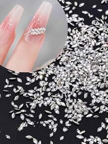 50/100/200 viên đá Zirconia sáng bóng (Dùng cho móng tay - Đá trang trí móng tay màu bạc, đá Rhinestone 3D đáy phẳng 1.5-3mm, đá Rhinestone 3D mini đáy nhọn, đá Rhinestone trang trí móng tay cho nữ) - trắng - Xem 1
