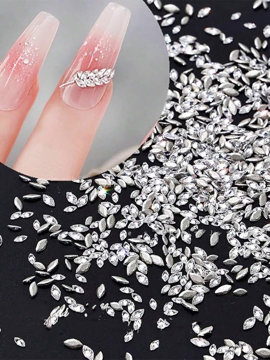 50/100/200 viên đá Zirconia sáng bóng (Dùng cho móng tay - Đá trang trí móng tay màu bạc, đá Rhinestone 3D đáy phẳng 1.5-3mm, đá Rhinestone 3D mini đáy nhọn, đá Rhinestone trang trí móng tay cho nữ) - trắng - Xem 1