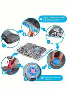 11 件套/套件 10 个透明真空压缩储物袋，带 1 个手动泵，节省空间的密封储物袋，适用于衣服、床上用品、枕头、毛绒玩具、被子、毯子、厨房用品、围巾、鞋子、旅行配件，节省空间的储物袋，防尘密封家用储物搬家整理袋