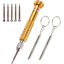 3 Pieces Portable Home Repair Tool Kit, 5-In-1 Multi-Function Mini Screwdriver Set (T6 Torx, T5, 1.5, -2.0, Star 0.8) And 3-In-1 Keychain Screwdriver Set, Suitable For Phones, Glasses, Electronics, Watches, Laptops, Jewelry