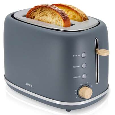  Torradeira Nordic Wide Slot ✅Envio em 24/48h✅ Torradeira de 2 fatias, 6 níveis de torradas, aquecedor de pães, Briebe, TA1166GRY, 870W, cinza