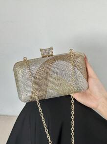 1PC Glitter Bling, ShinyGlamorous, Elegant, ExquisiteRhinestone DecorBoxBag Glamorous Handbag, Evening Bag For Party Girl, Woman, For Female Perfect ForParty, Wedding, Prom, Dinner/Banquet, Best Gift For Women, PerfectFor Party Wedding Prom Dinner/Banquet, Matching With Holiday Party Dress Evening Dress & Sequin DressPerfectly Matching With New YearsOutfit, Tready Party Bags, Perfect ForParty, Wedding, Prom, Dinner/Banquet^ - Gold - View 4