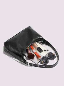 2025 New Spring/Summer Chain Decor Fashion High-End Underarm Zipper Shoulder Pleated Crossbody Bag, Versatile Commuter Bag