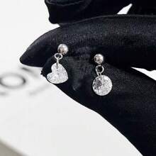 1PC CZ Heart Helix Piercing Ear Piercing Zirconia Earring Stainless Steel Tragaus Body Piercing Ear Stack For Daily Wear - Silver - View 5