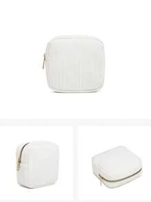 1pc Pink Sanitary Napkin Storage Bag, Portable Storage Bag, Large Capacity, Simple Style, Used To Store Sanitary Napkins, Panty Liners And Tampons, A Necessity For Girls, A Good Choice For Going Out.(L1 Stripe Series Makeup Bag Travel School Supplies Travel Essentials Make Up Bag Holiday Essentials Cosmetic Bag Makeup Bags Makeup Pouch Makeup Organizer Holiday Winter 2024 Make Up Organizer Makeup Storage