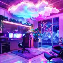 1 Lámpara en forma de nube de tormenta para habitación de juegos, utilizar en dormitorio, sala de estar, ventanas de piso a techo, oficinas, hoteles, decoraciones de fiesta - luz policromática - Ver 2