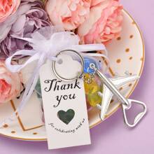 24pcs Airplane Shaped Bottle Opener Keychain, Comes With Burlap Bag, String, Thank You Card - For Gender Reveal Party, Birthday, Gifts, Valentine's Day, Kitchen & Bar Supplies, Party Favors