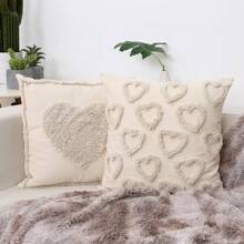 1Pc, Capa de Almofada de Coração Dia das Mães Capas de Almofadas Decorativas Bordadas Almofadas de Decoração Neutra para Casa, Capas de Almofadas Boho, Capas de Almofada de Coração para Sala de Estar 18 X 18 - Multicolorido - Ver 4