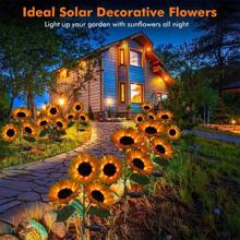 1 PIEZA Luz solar LED decorativa en forma de girasol, resistente al agua, con 1 cabezal o 3 cabezales, adecuada para decorar patios, céspedes, jardines, pasillos, etc.