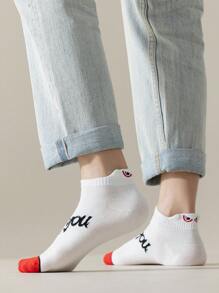 5 Pairs Men's Colorblock Shallow Boat Socks, No Show Socks, Suitable For Casual & Sports Wear, Spring/Summer - Multicolor - View 8