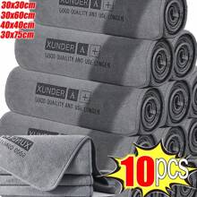 10/1PCS High-End Microfiber Car Washing Towel Auto Cleaning Drying Cloth Hemming Care Detailing Cloth Water Absorption Car Rag - Black - View 2