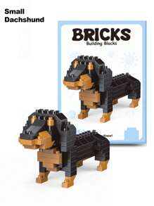 2100pcs DIY Mini Building Blocks Set - Sausage Dog, Pet Building Blocks Set, Decorative Animal Model, Suitable For Holiday Gifts, Room Decor, Christmas, Halloween, DIY Collectible
