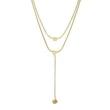 Mini Square Pendant Necklace, Titanium Steel Double-Layer Clavicle Chain, Unique Design, Suitable For Women, Ins Minimalist Style Style - [96045] Double-layer Cube Steel Color - View 5