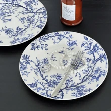 1pc New Vintage Blue & White Ceramic Plate, Antique Style Floral Plate, High-End Breakfast/Dessert Plate Suitable For Daily Use - Multicolor - View 5