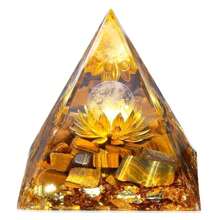 Pyramide pour énergie positive, cristaux de guérison en citrine et pierre de sable bleue orgonite pour réduire le stress, équilibrer les chakras, la guérison Reiki et la méditation. Attire la chance et le succès. Pyramide de cristaux de guérison, générateur d'énergie en cristal d'améthyste pour le yoga, Reiki et la méditation. Pyramide de météorite violette, pyramide de lotus en œil de tigre, pyramide de lotus doré en pierre de sable bleue