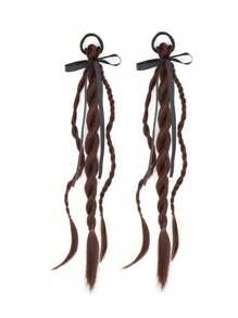 2pcs Synthetic 18Inch Ponytail Hair Extension Braided With Elastic Headband Box Ponytail For Kids