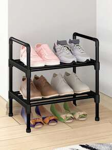 1pc Simple Shoe Rack Strong Load-Bearing Indoor Portable Large-Capacity Multi-Layer Footprint Small Household Shoe Storage Rack - Black - View 2