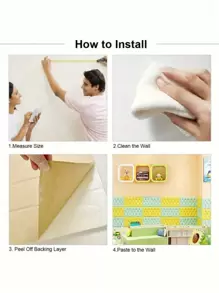 35cm*70cm 3D Embossed Foam Wallpaper With Imitation Leather Grain, Soft And Textured(Thickness 0.4cm/0.16in), Self-Adhesive Foam Wall Sticker, Reusable And Cuttable, Bedroom Decorative Background, Soundproof And Thickened Wall Covering, Bedside Soft Package, Waterproof, Moisture-Proof, Dust-Proof And Collision-Proof Sticker